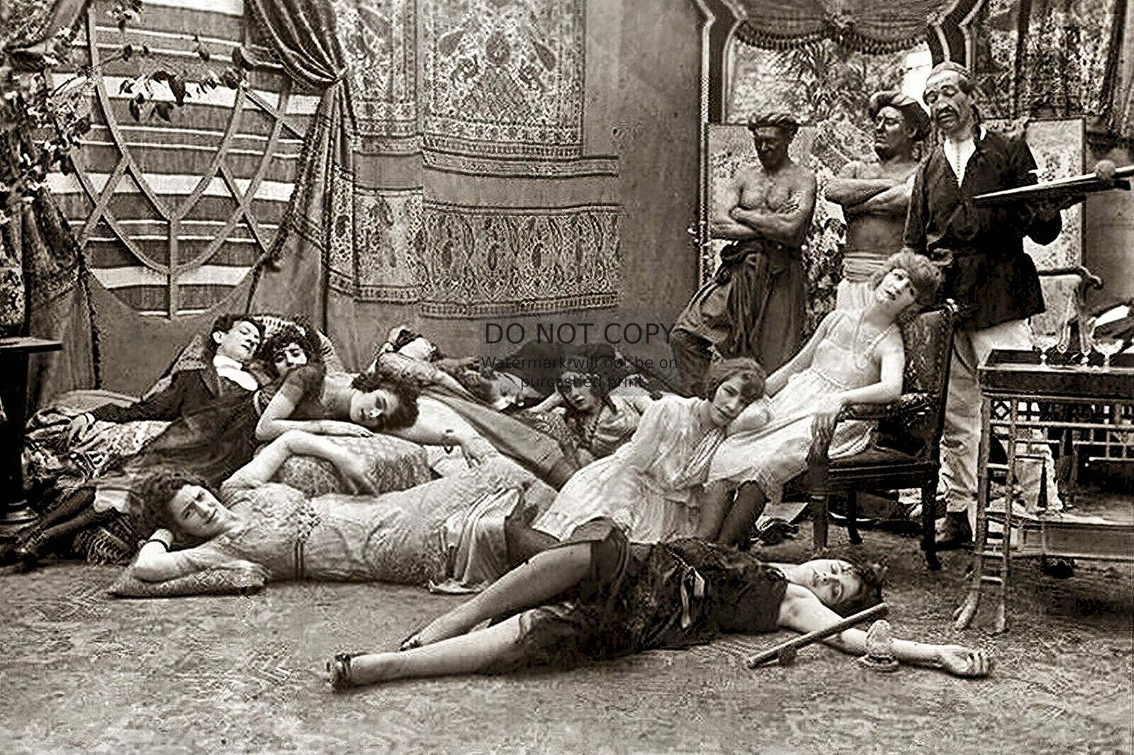 FRENCH OPIUM PARTY 1918 HISTORIC 4X6 PHOTO POSTCARD