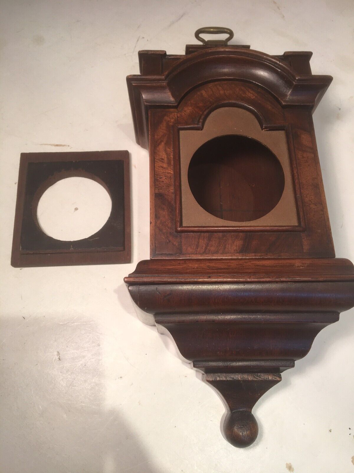 ANTIQUE VERY FINE EARLY WOOD WALL BRACKET CLOCK CASE ENGLISH- AMERICAN