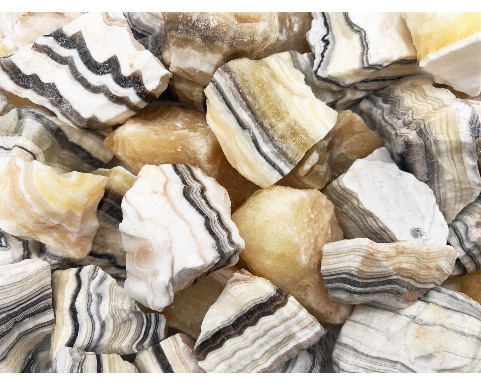 1 lb Raw Zebra Calcite Rough Stones from Mexico – 1” to 2.5” Average