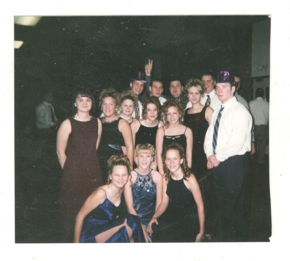 Vintage Photo Boys & Girls Large Group Pose High School Prom Night 1990\'s DST28