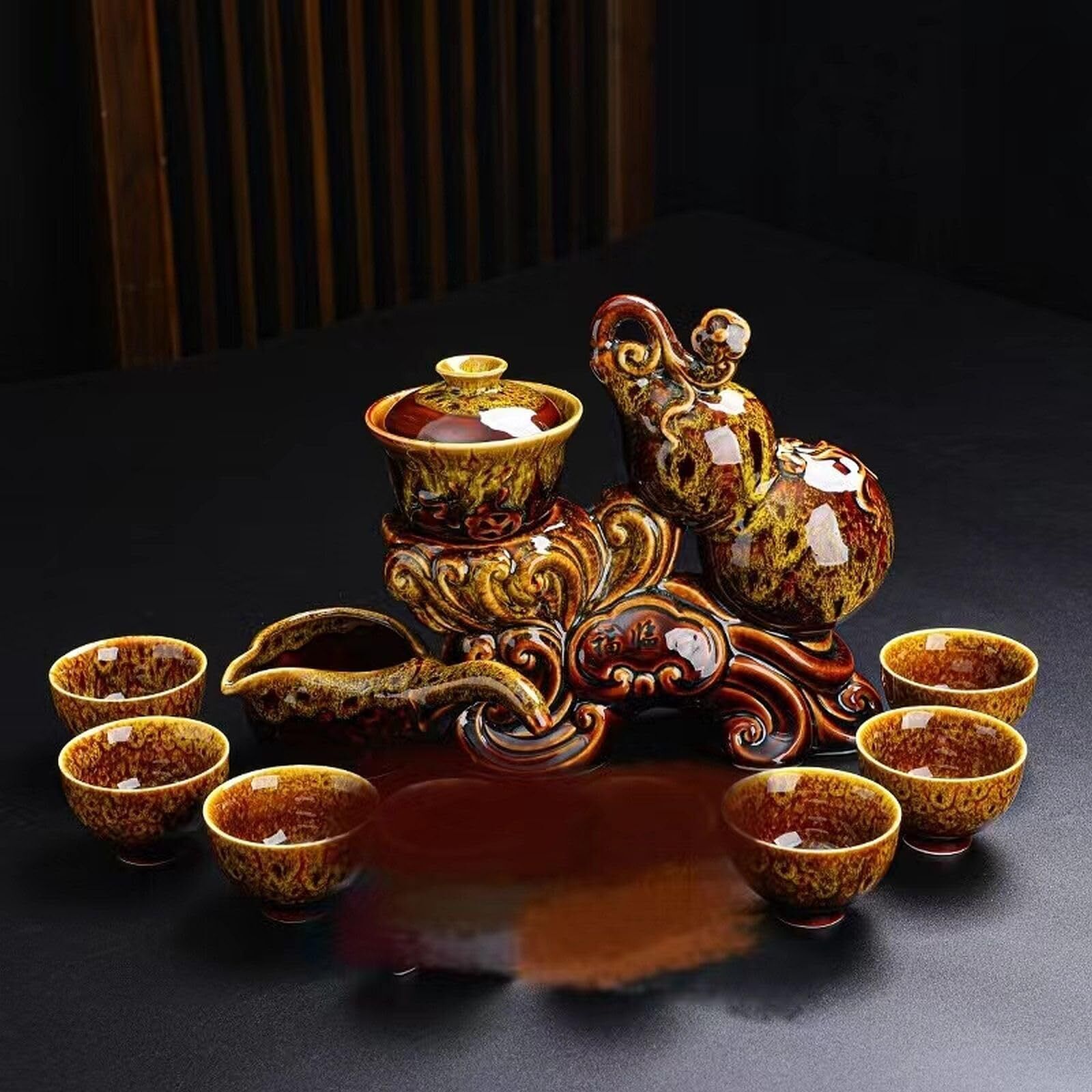 Chinese Kung Fu Tea Set Gift Box, Gourd Shaped, Suitable as A Gift for Birthd...