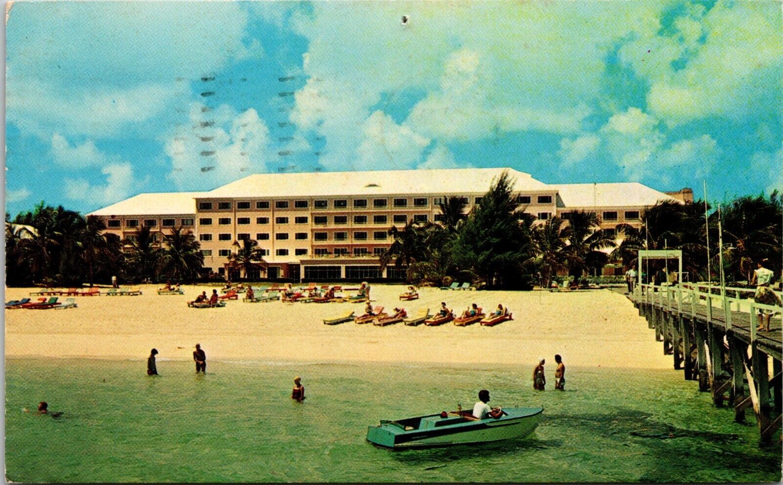 Nassau Bahamas Vintage Postcard 1965 Emerald Beach Hotel Pinhole at Top of Card
