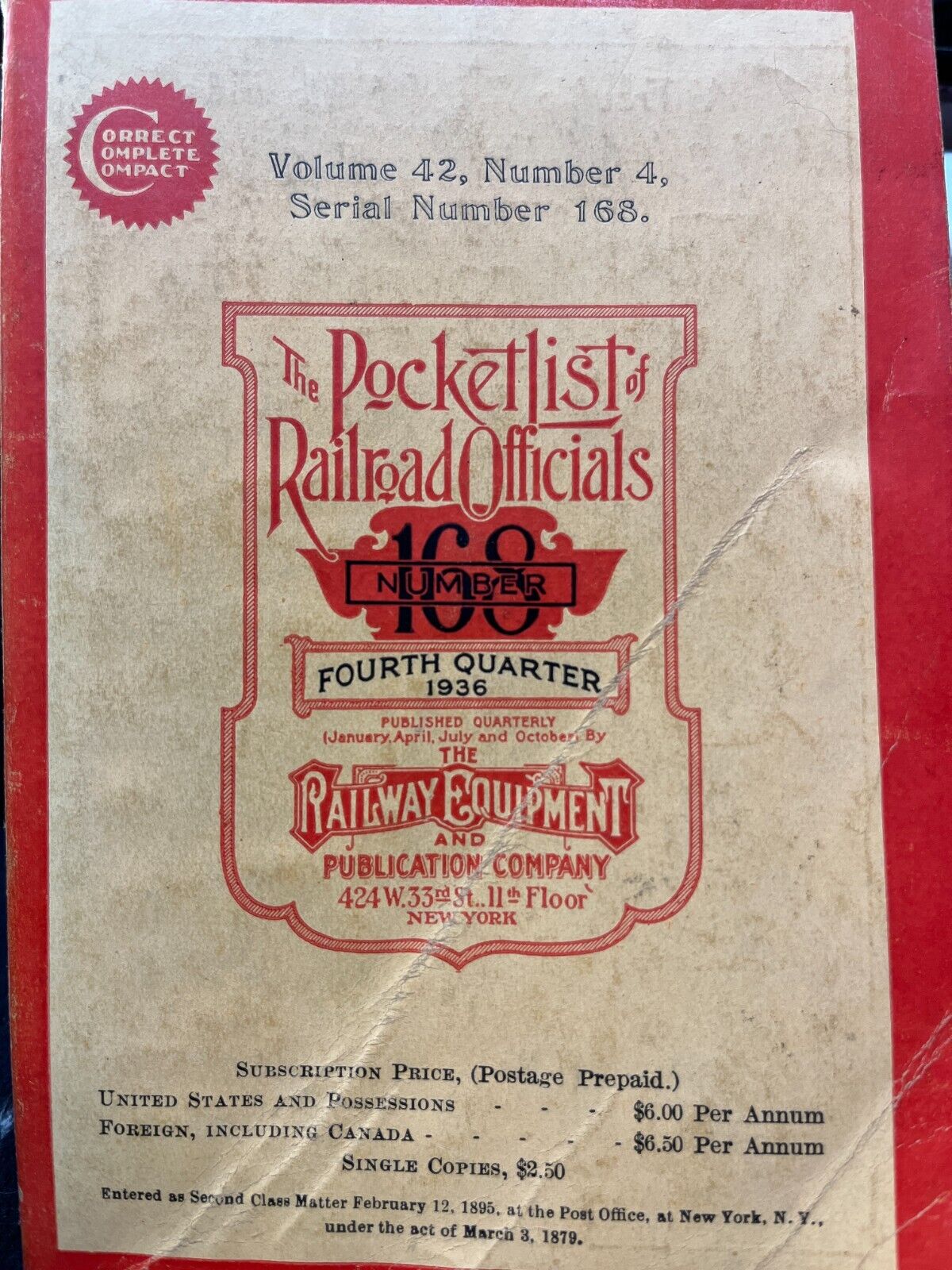 The Pocket List of Railroad Officials Number 168 1936 Vol. 42 Number 4