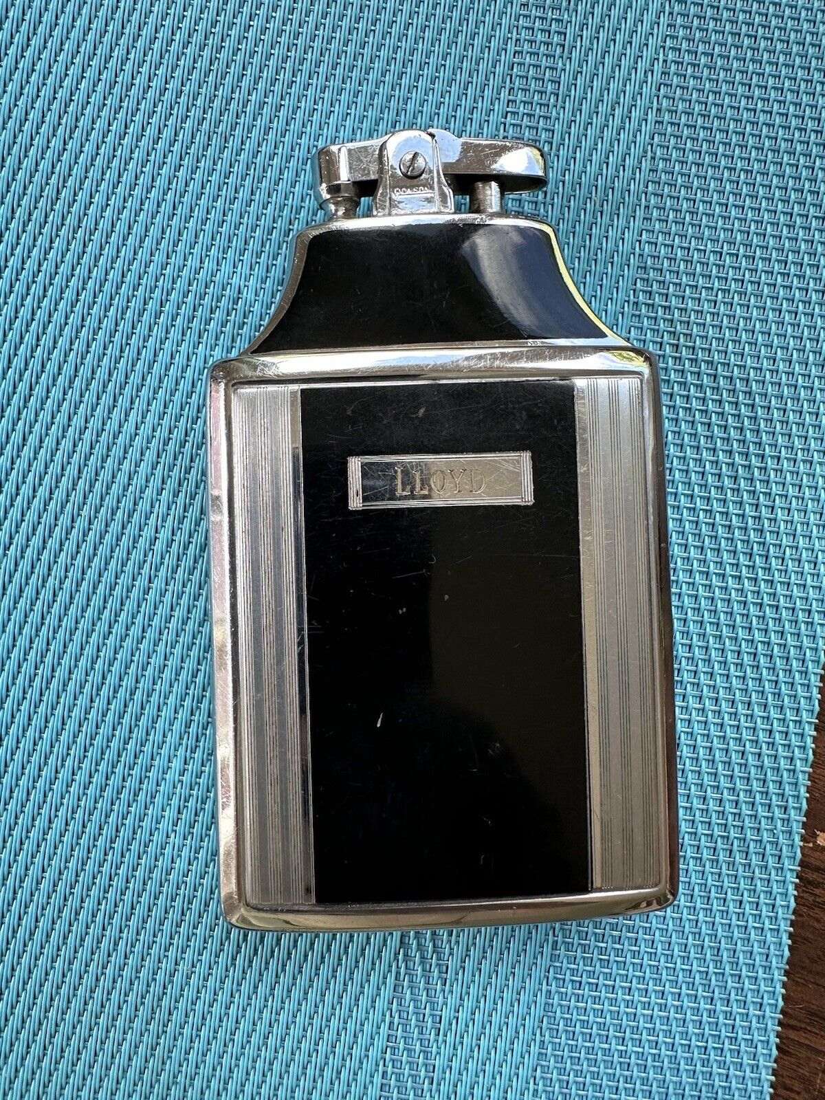Vintage Ronson Lighter And Cigarette Case Holder Slim Silver Black Art Metal USA