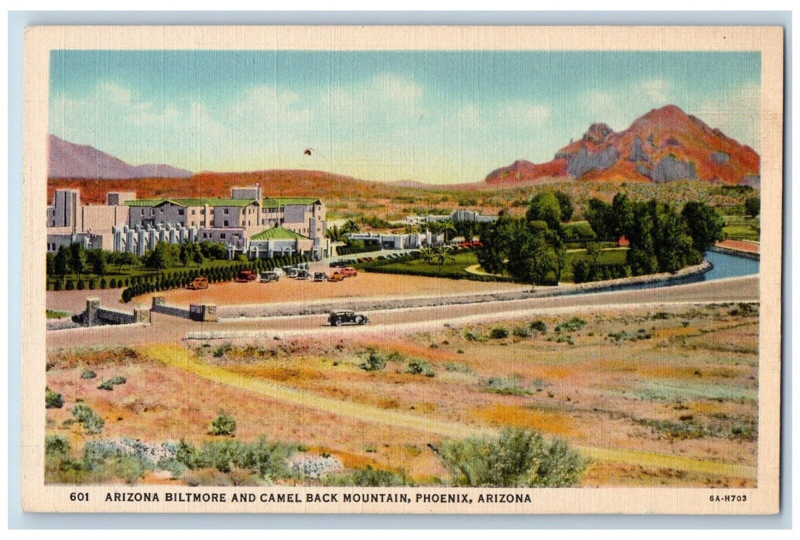 Phoenix Arizona AZ Postcard Arizona Biltmore Camel Back Mountain c1940 Vintage