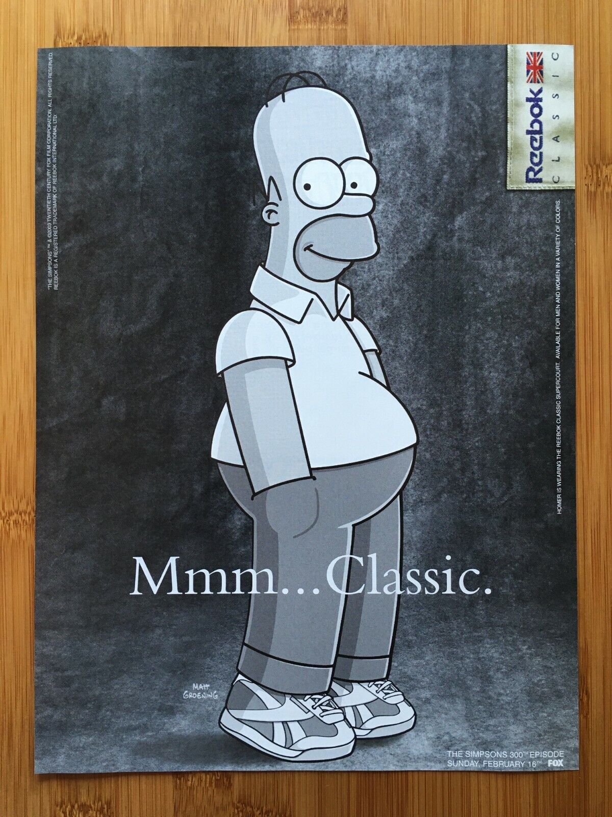 2003 Homer Simpson Reebok Shoes Print Ad/Poster Official Authentic Simpsons Art
