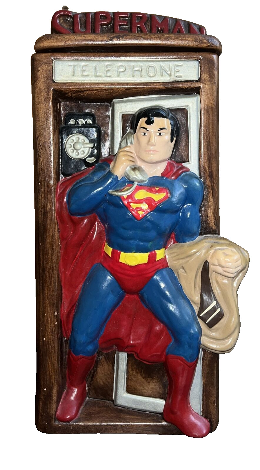 Superman In Phone Booth  Cookie Jar DC Comics 1978 #846 Great Condition VTZ