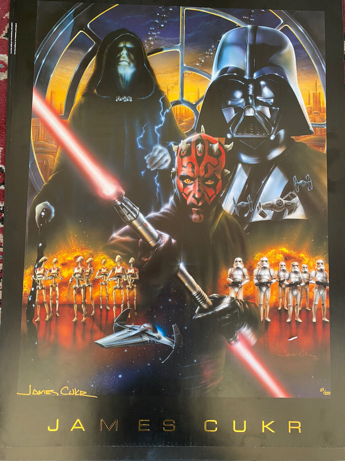 James Cukr Signed a number￼46/250 Star Wars  Sith Lord's Poster Print 1999