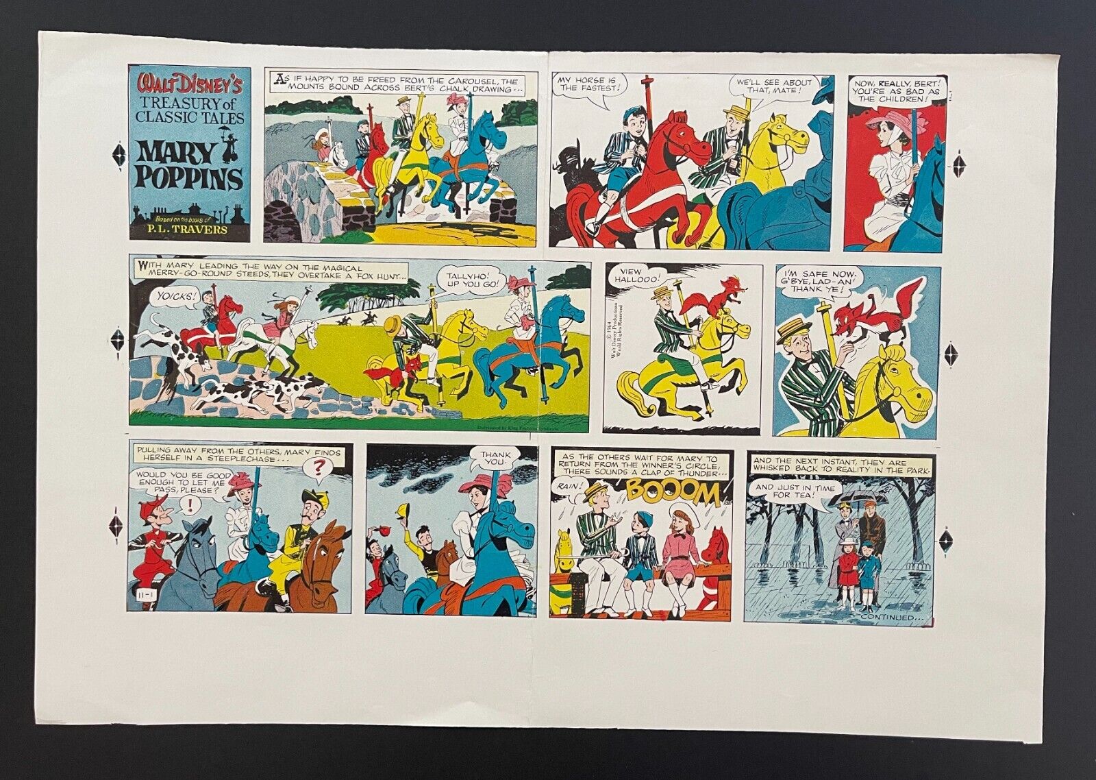 1964 Mary Poppins - Original Comic Strip Illustration Production Art Proof Page