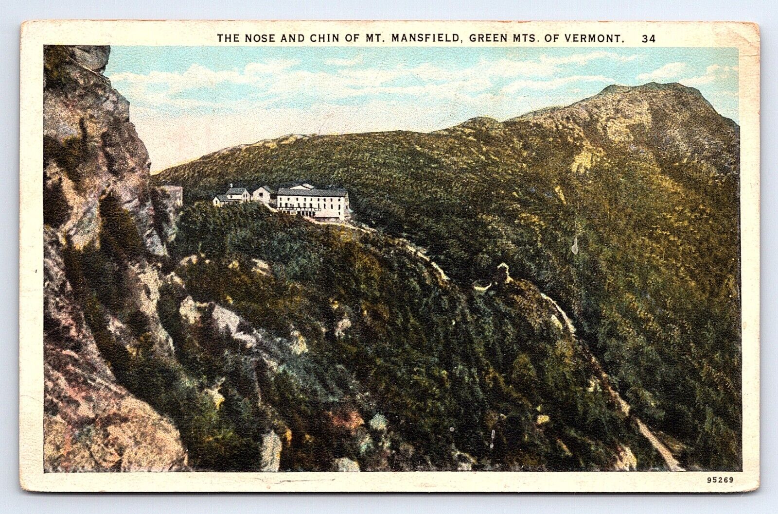 Postcard Nose Chin Mt. Mansfield Green Mountains Vermont VT