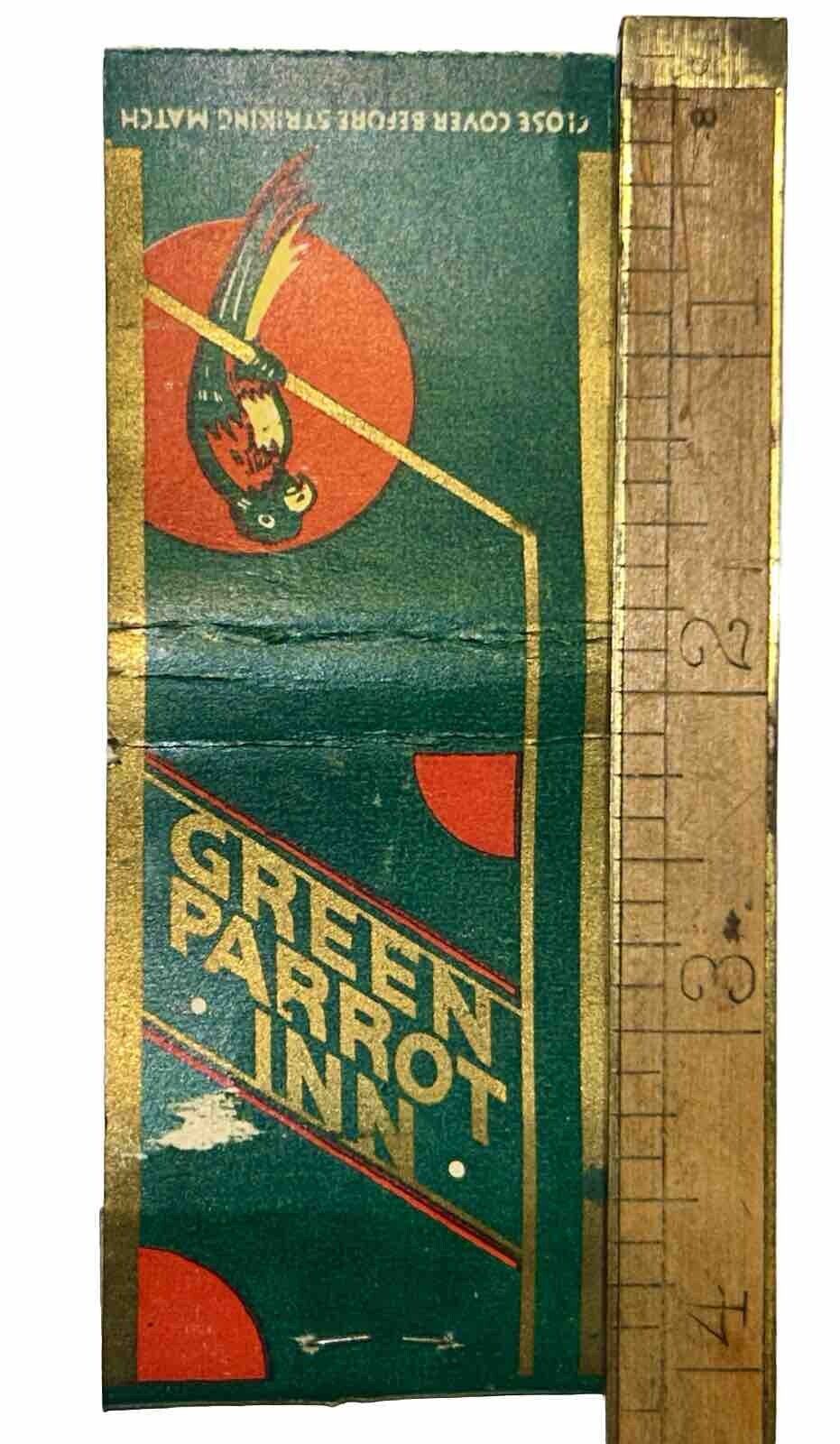 Rare Kansas City Missouri Green Parrot Inn Highway Hotel 1930s Matchbook Vtg MO 