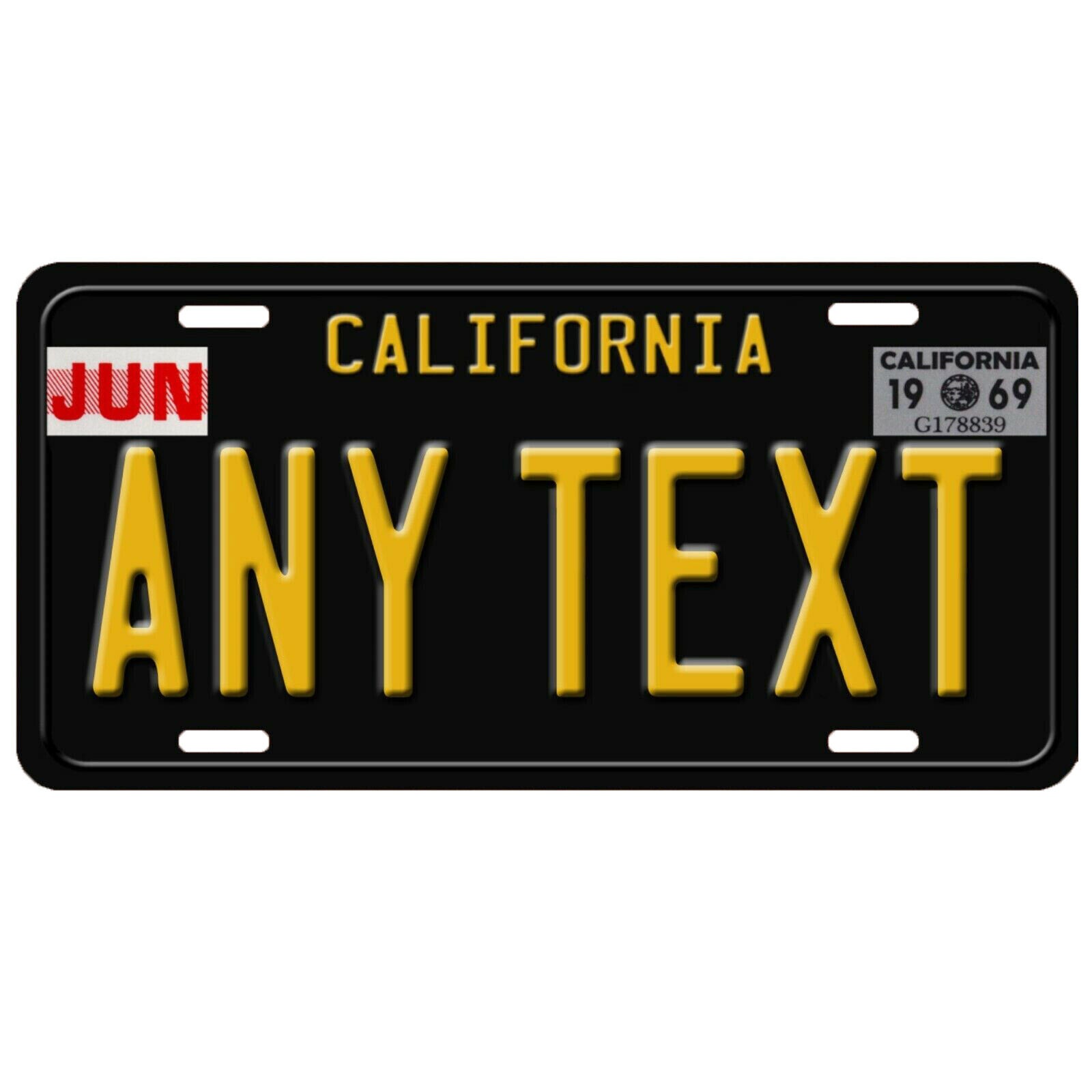 1960s California ANY TEXT Personalized Custom Aluminum FLAT License Plate Tag