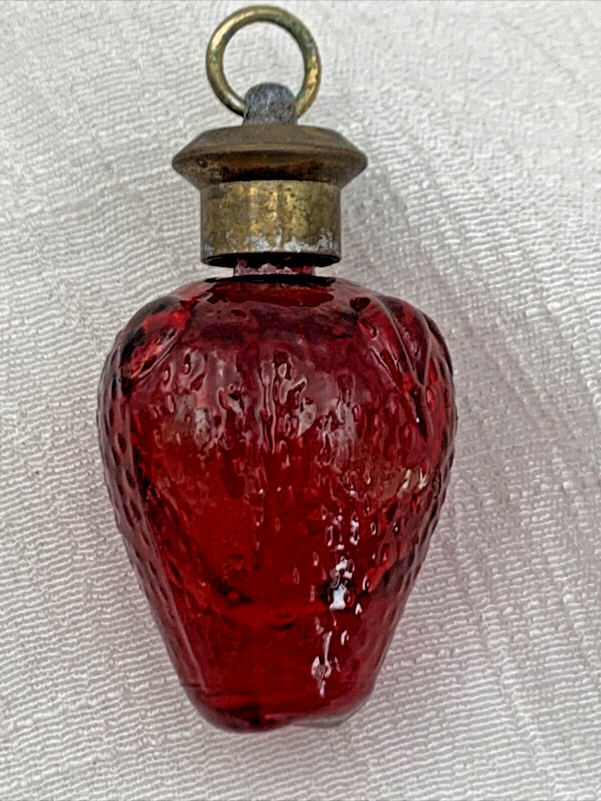 VTG Empty 1970s Max Factor Red Glass Wild Strawberry Musk Perfume Pendant Bottle