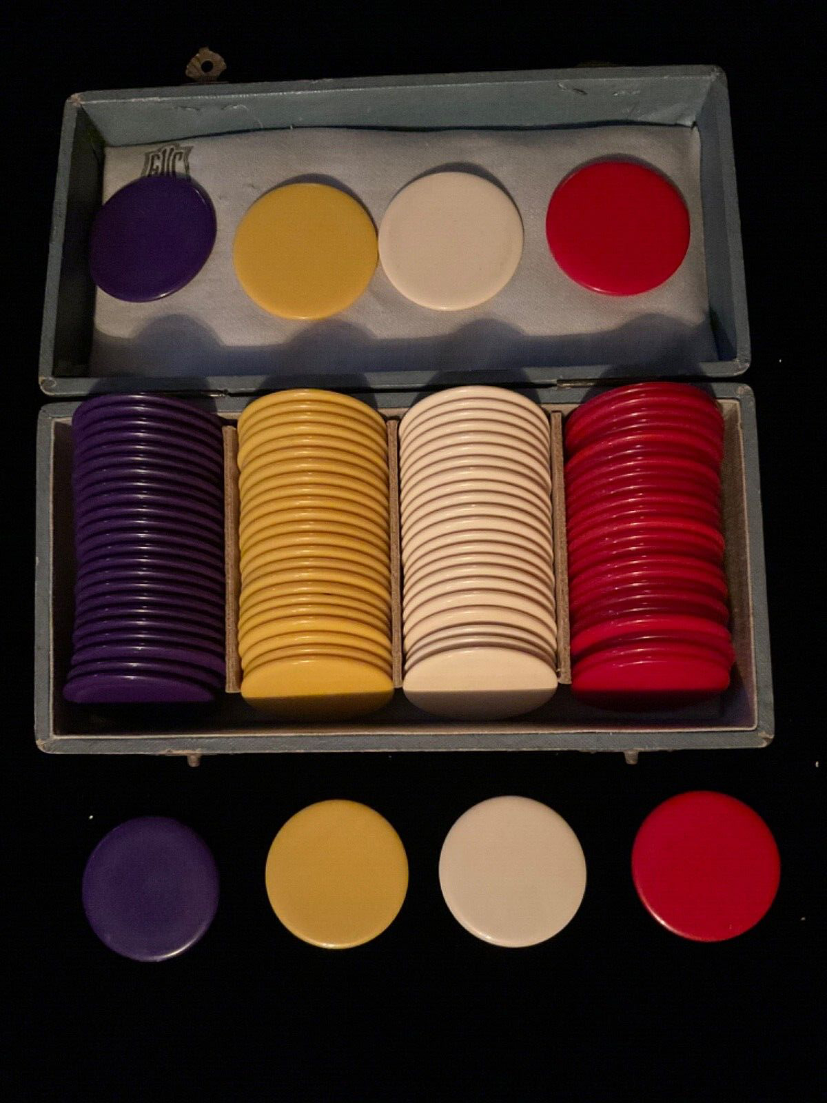 Vintage Mini Poker Chip Box Set