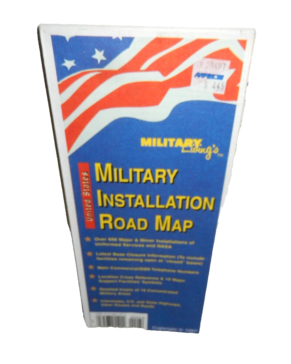 Vintage 1997 US Military Installation Road Map Large Fold-Out Military Living's