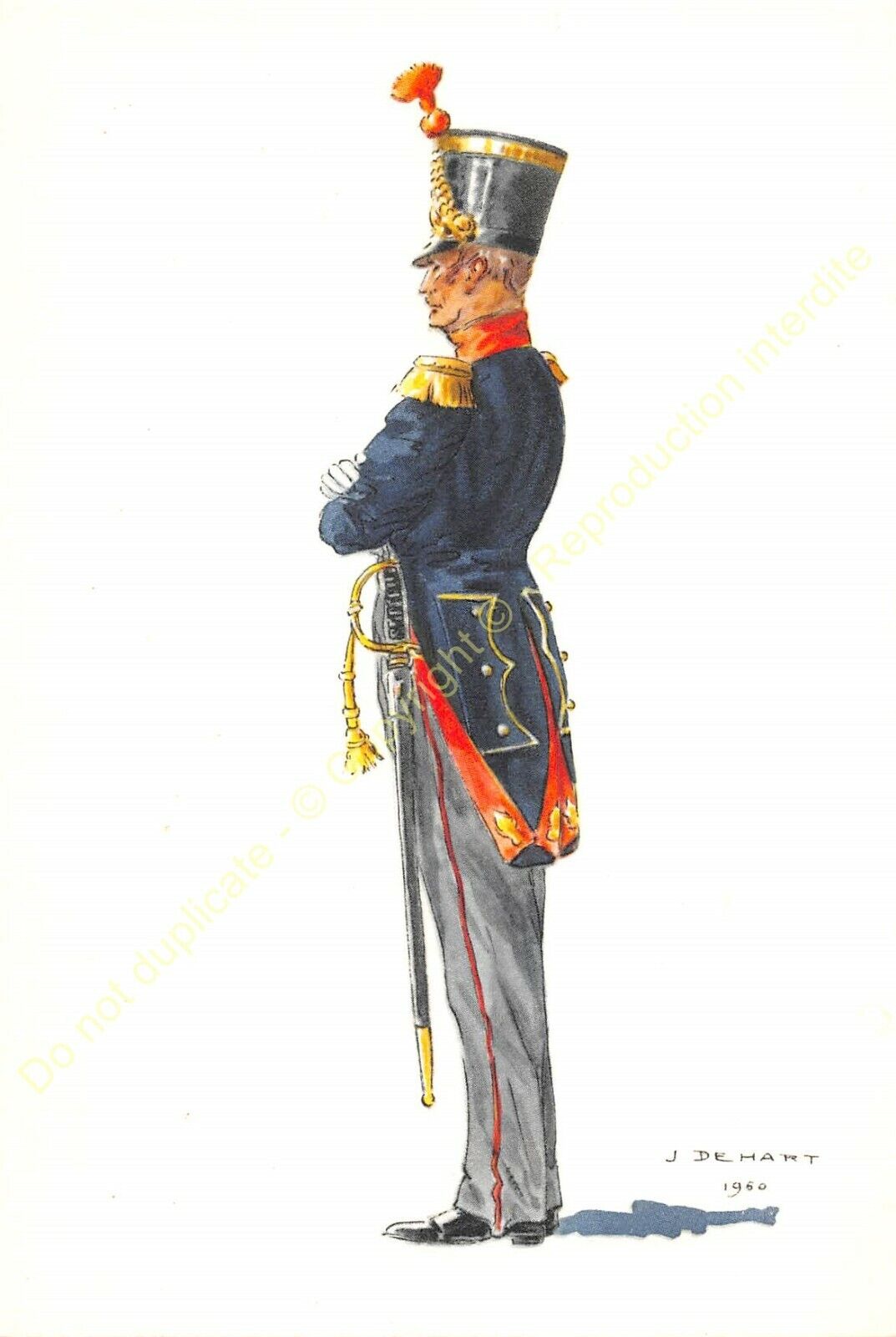 Illustration J.Demart Militaria Belgium Infantry Officer 1831