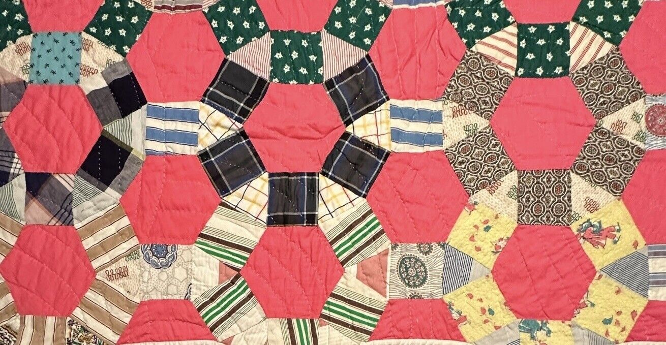 Vintage Cutter Quilt Piece  17” x 32” Some Feedback  Beautiful  #5