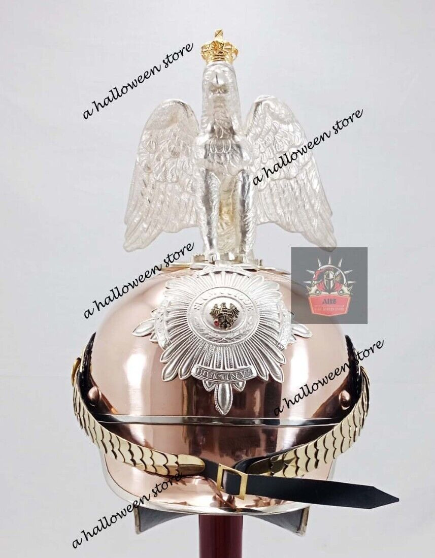 Eagle Face Helmet German Pickelhaube Copper Brass Helmet Prussian Officers Helm