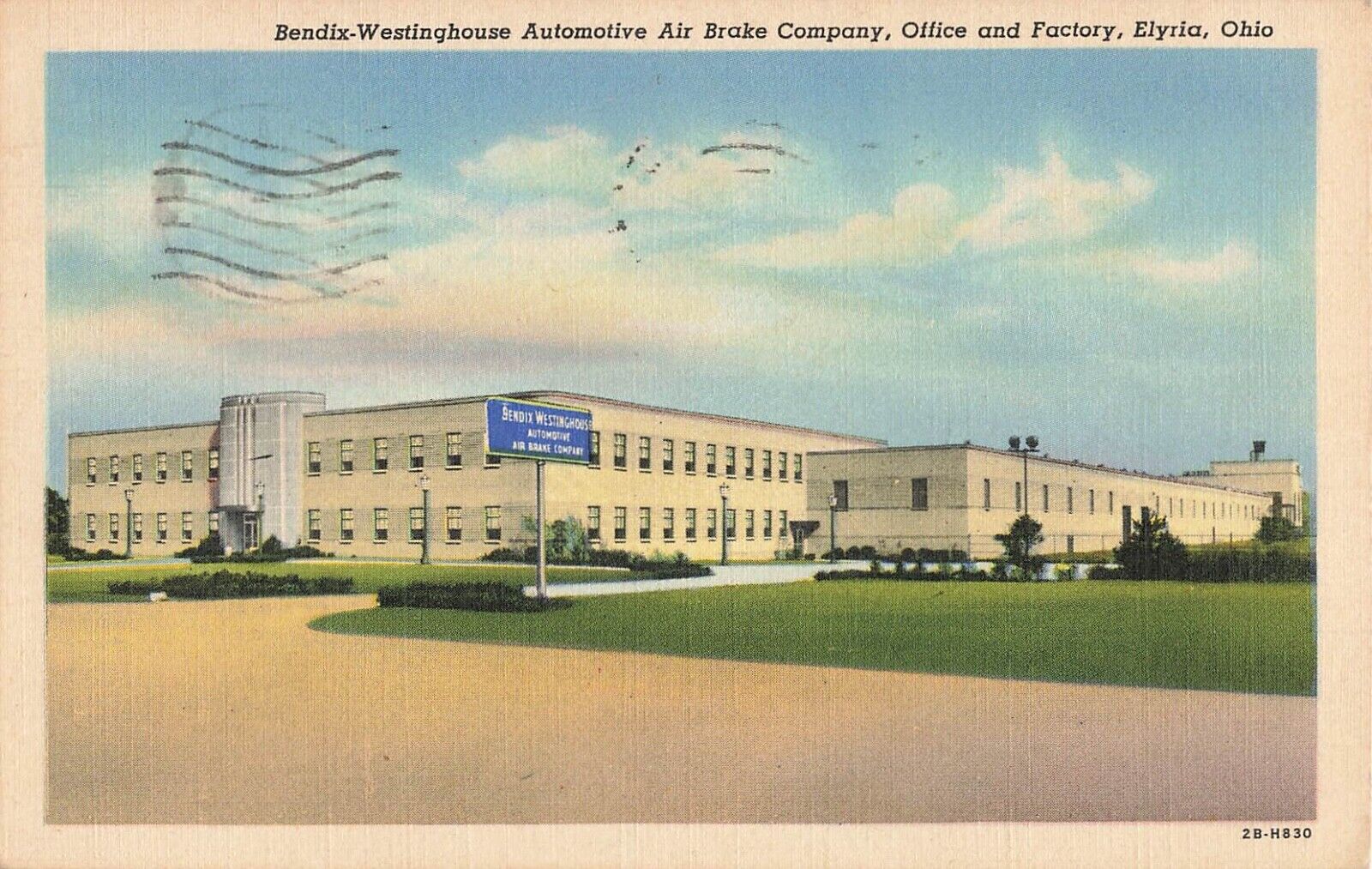 Elyria, Ohio Postcard Bendix-Westinghouse Air Brake Co. PM 1943  OH5