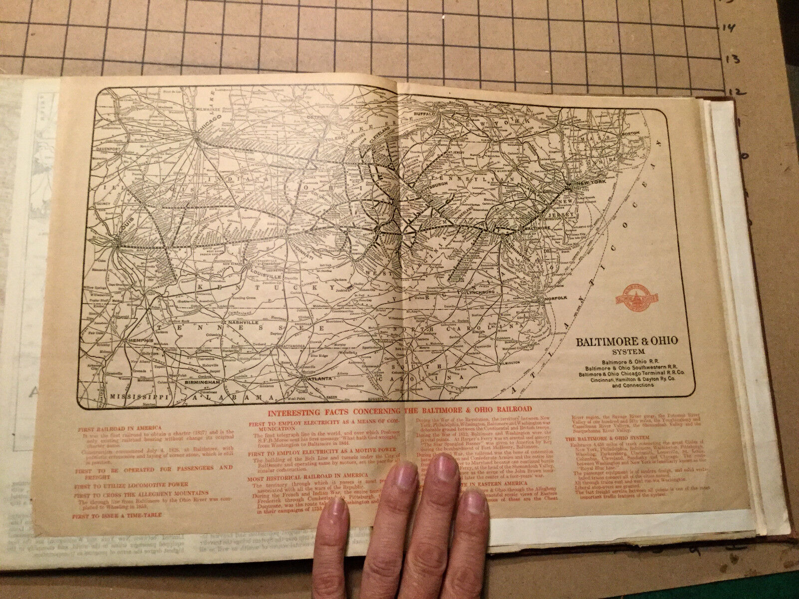 Vintage Map -- RAILWAY -- 1913 -- BALTIMORE & OHIO system 