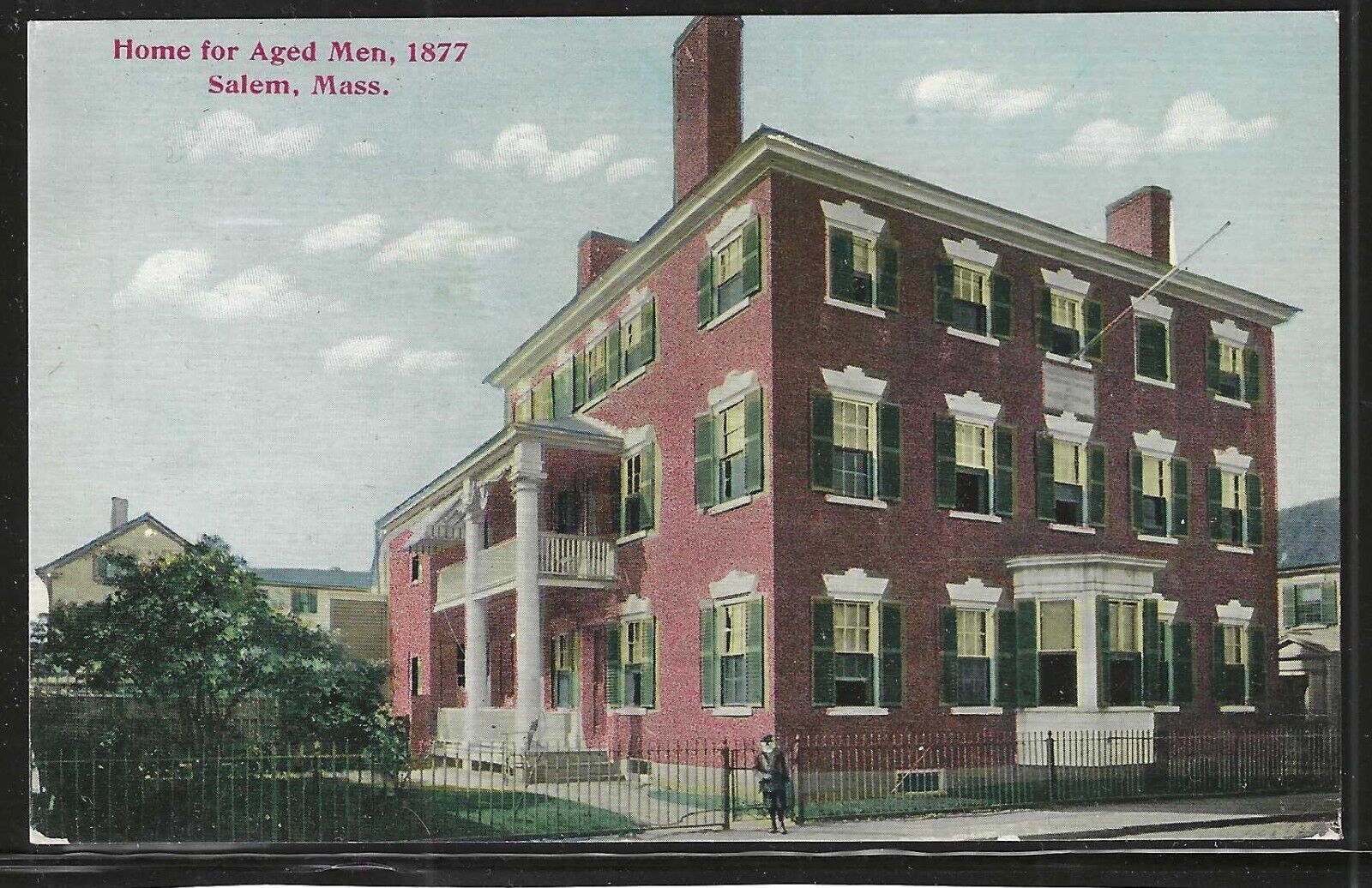 Home for Aged Men, 1877, Salem, Massachusetts, Early Postcard, Unused