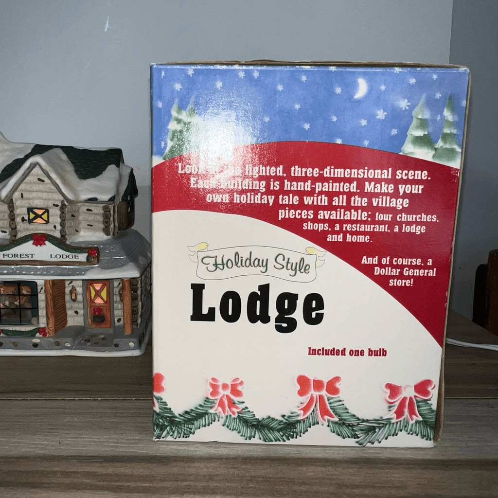 Vintage Forest Lodge Lighted Porcelain House Holiday Style Hand Painted Christma