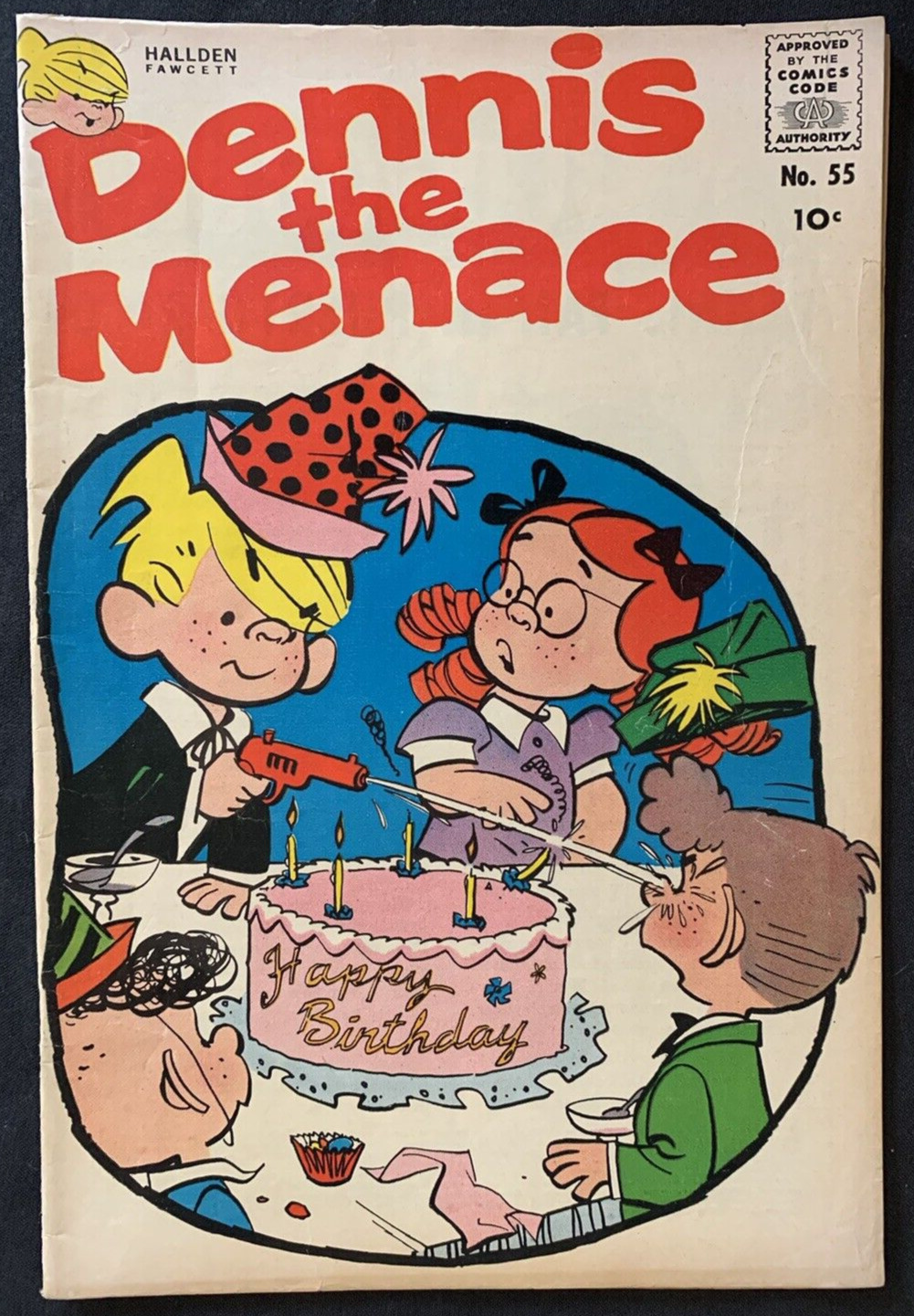 DENNIS THE MENACE #55 Hallden Fawcett 1961 - Birthday Issue Original Owner