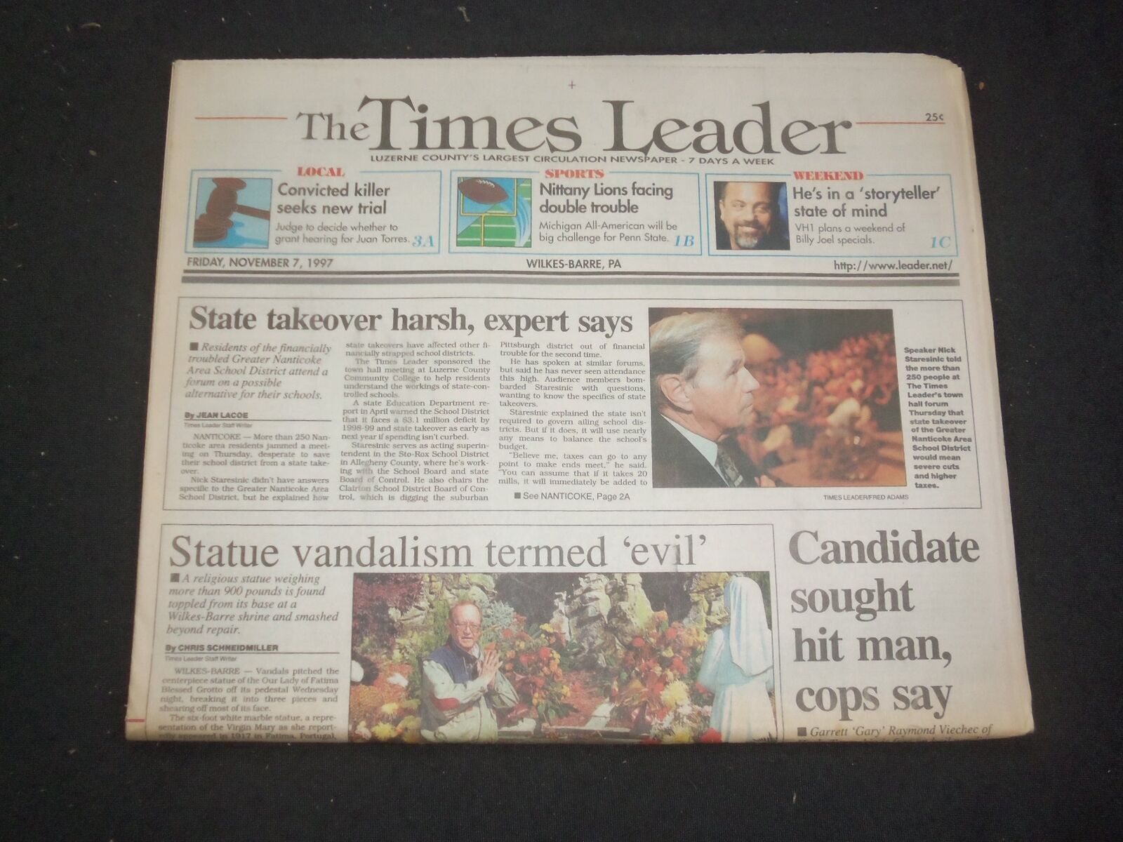1997 NOVEMBER 7 WILKES-BARRE TIMES LEADER - NANTICOKE AREA SD TAKEOVER - NP 7729