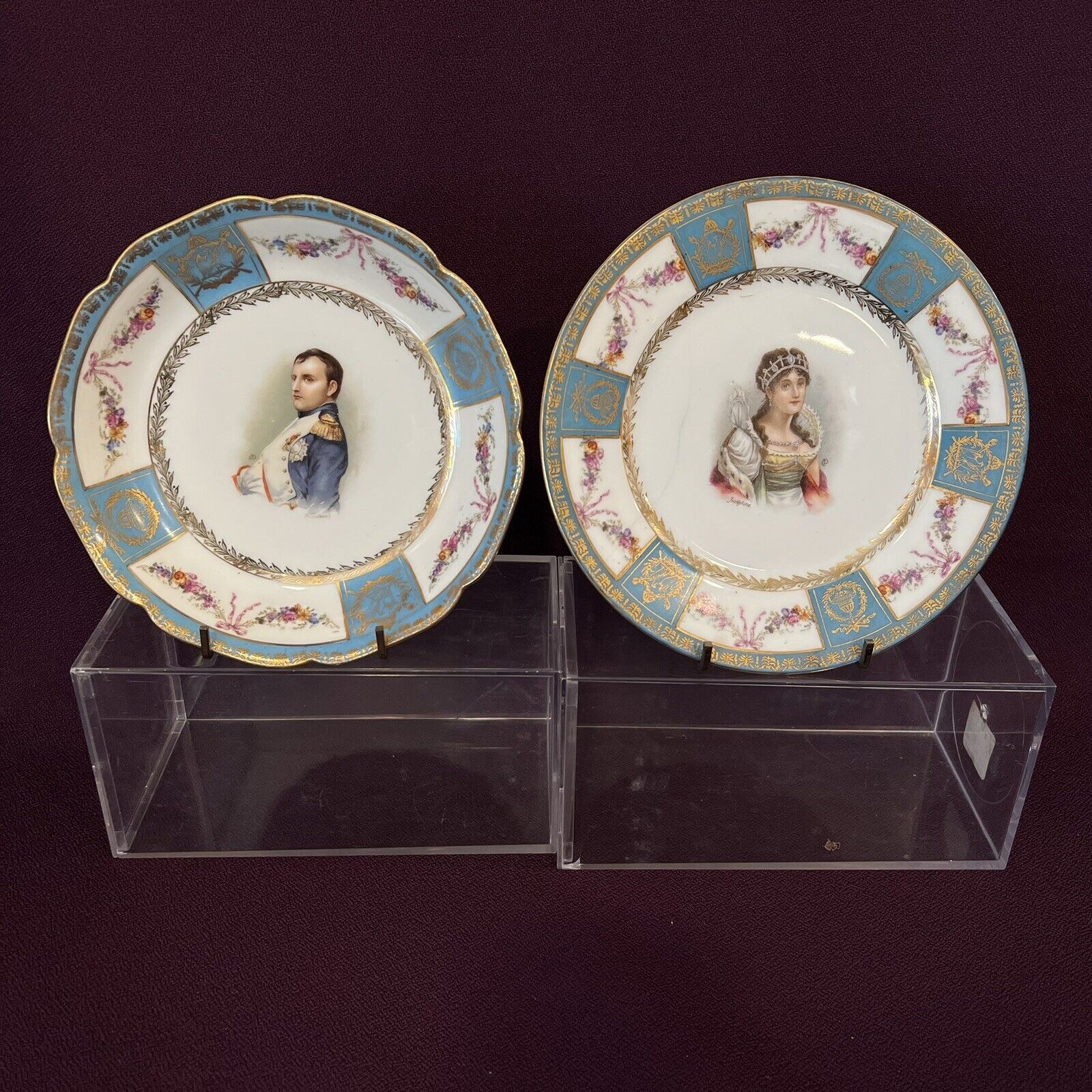 Napoleon Cabinet Bowl Josephine Cabinet Plate CROWN OVER N Mark - Porcelain