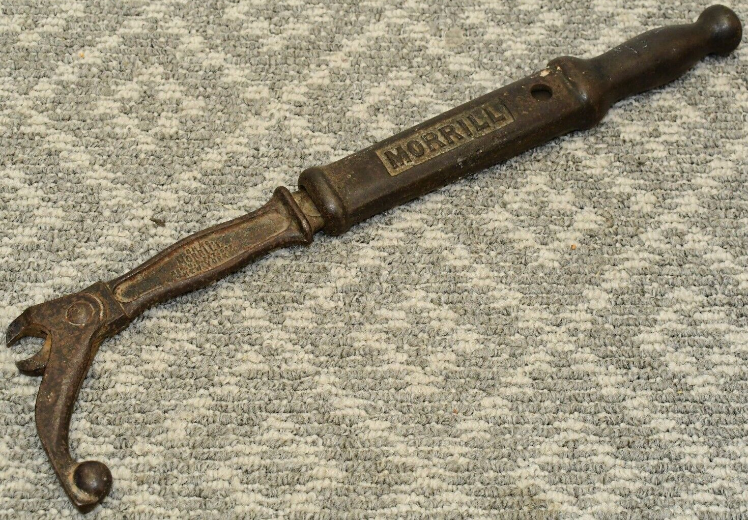 VTG Antique Nail Puller Morrill No.1 Cast Iron Slide Hammer Type Puller USA