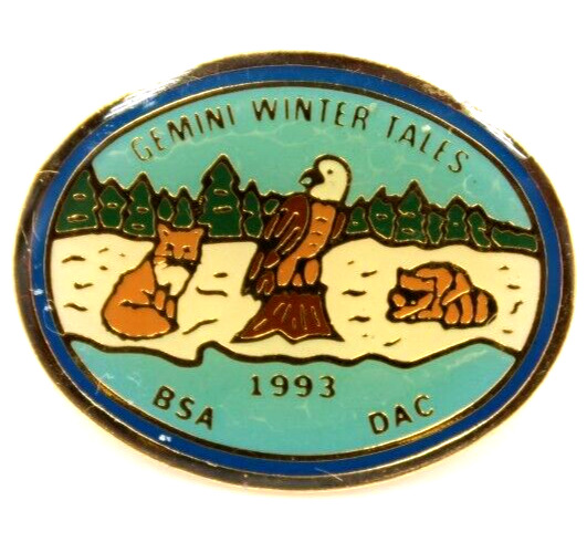 1993 Winter Tales Gemini District Detroit Area Council Hat Lapel Pin Michigan MI