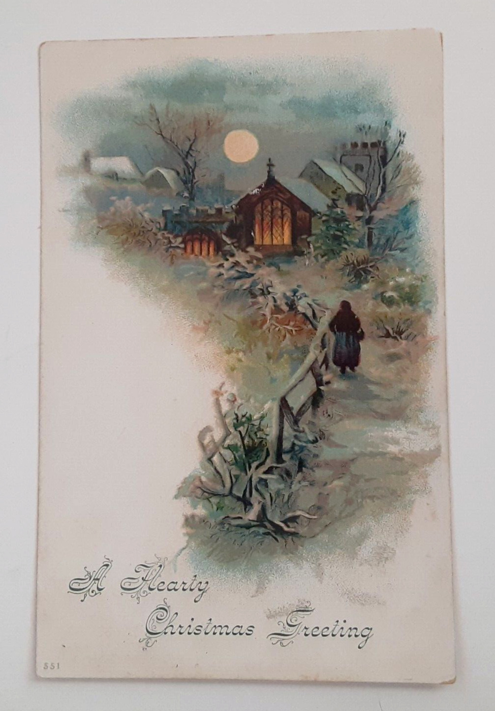 1907 Hearty Christmas Greeting Postcard Antique Early Century Vertical Post Card