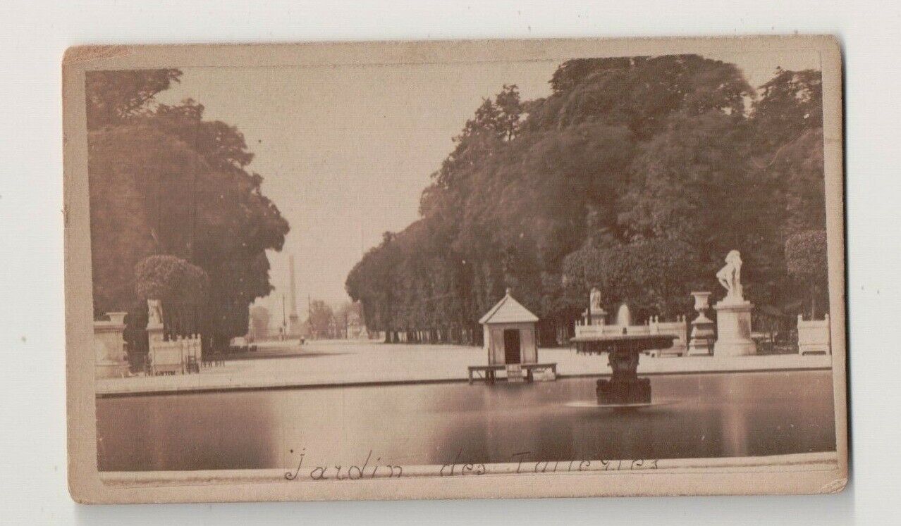 Vintage CDV The Tuileries Garden 1877 Paris France Former Palace 