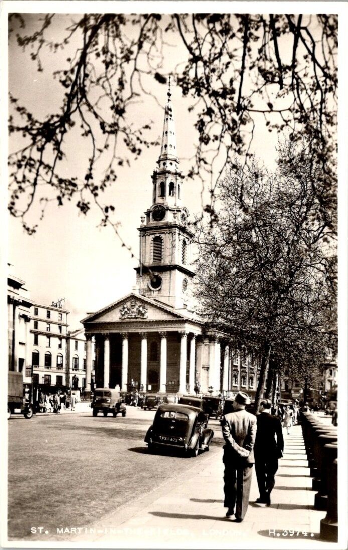Vintage real photo postcard - St Martin-in-the-Fields LONDON valentines series