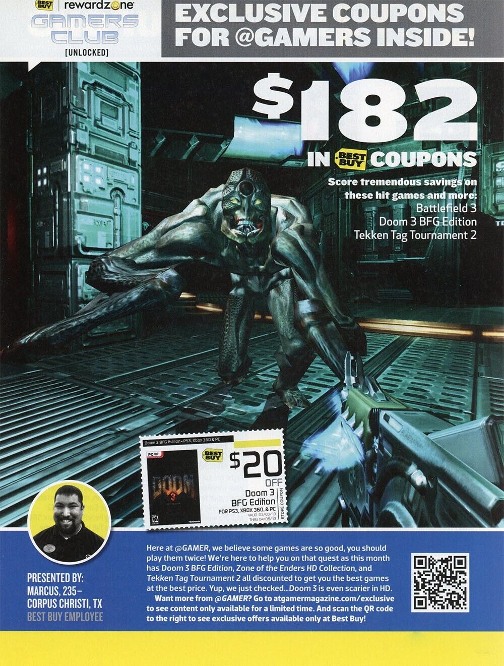 Doom 3 BFG Edition Xbox 360 Original 2014 Ad Authentic Best Buy Video Game Promo