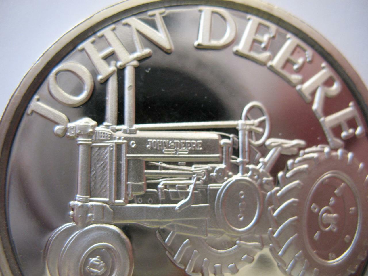 1-OZ.JOHN DEERE MODEL G TRACTOR FATHER\'S DAYGIFT.999 PROOF EDT SILVER COIN+GOLD