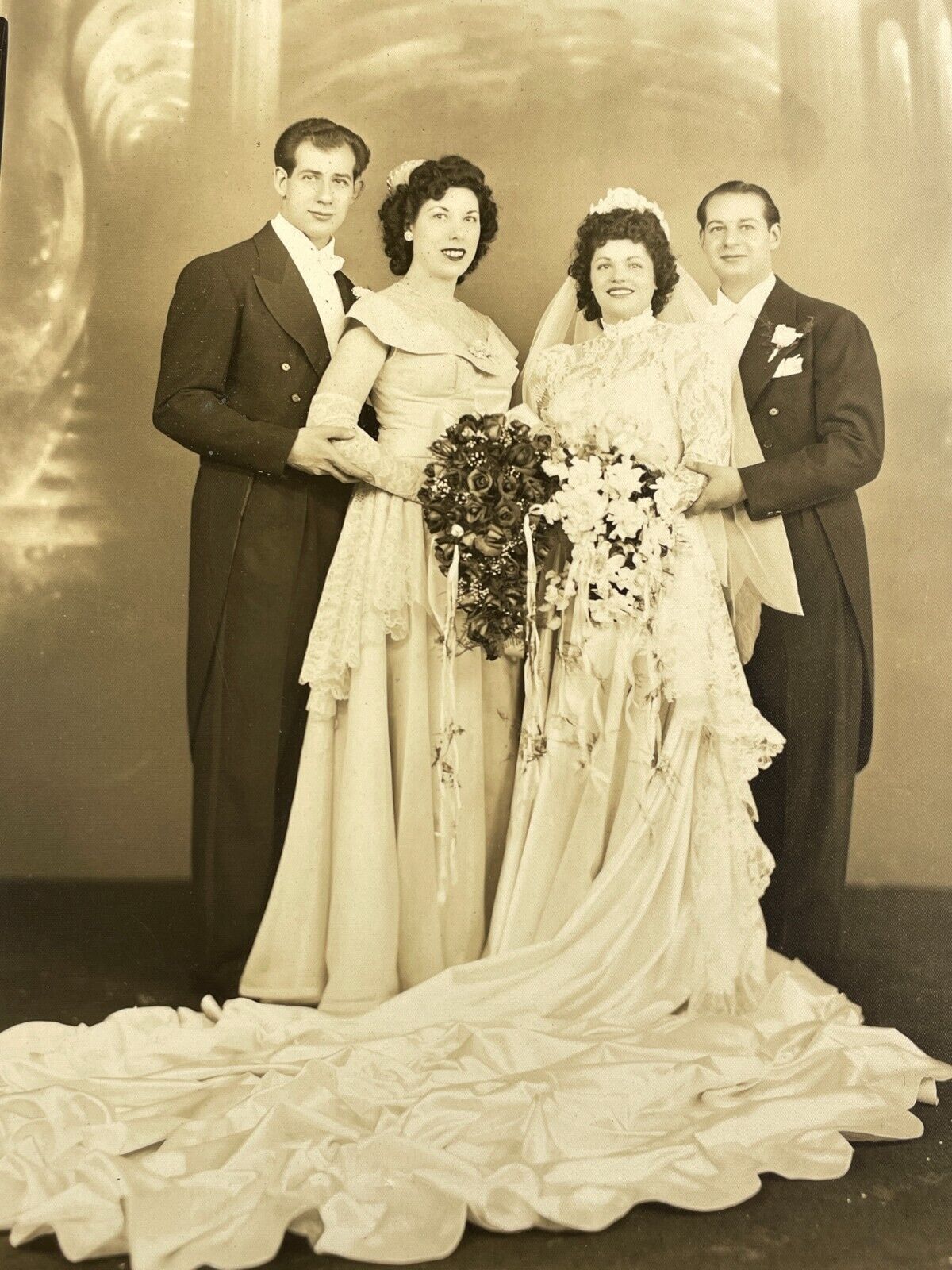 BZ Photograph 8x10 2 Couples Just Married Men Women Wedding Dresses