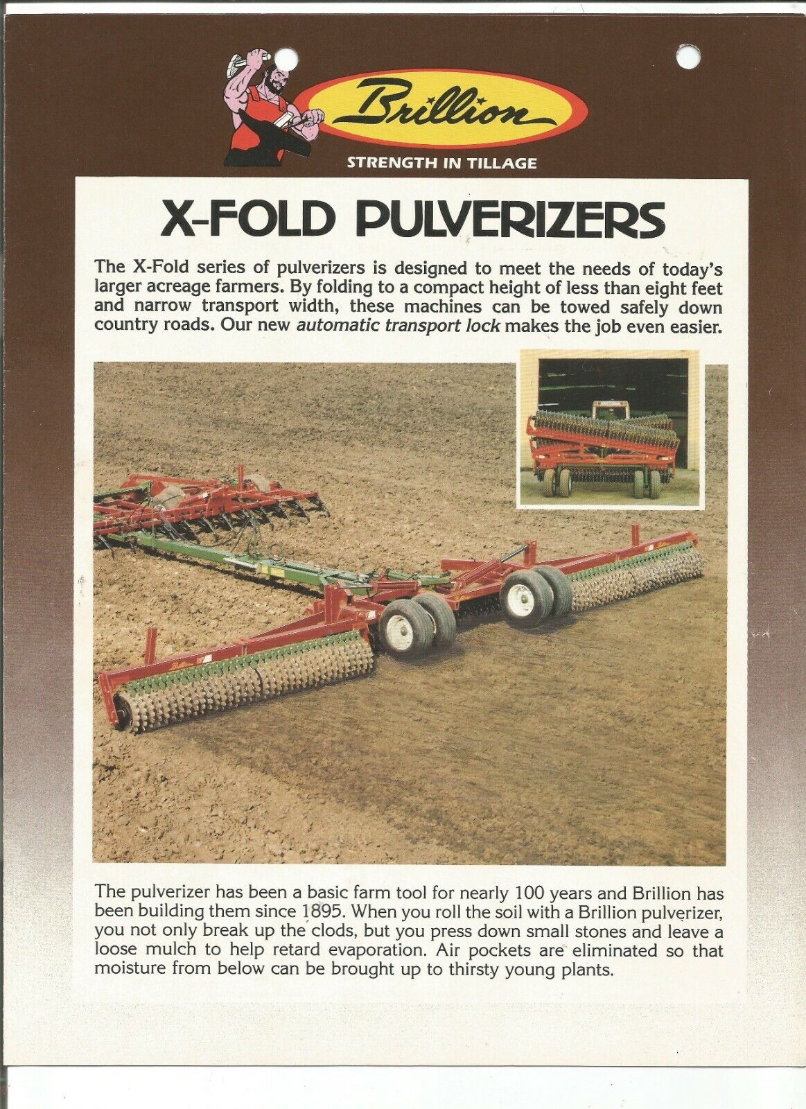 Original Brillion X-Fold X and XL Model Pulverizers Sales Brochure Form No. 25-P