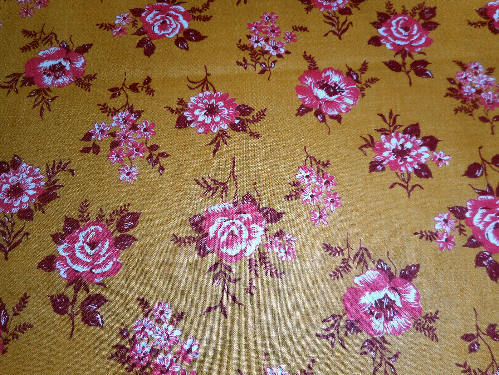 Vintage Roses Floral Cotton Fabric ~ Rose Pink Ochre