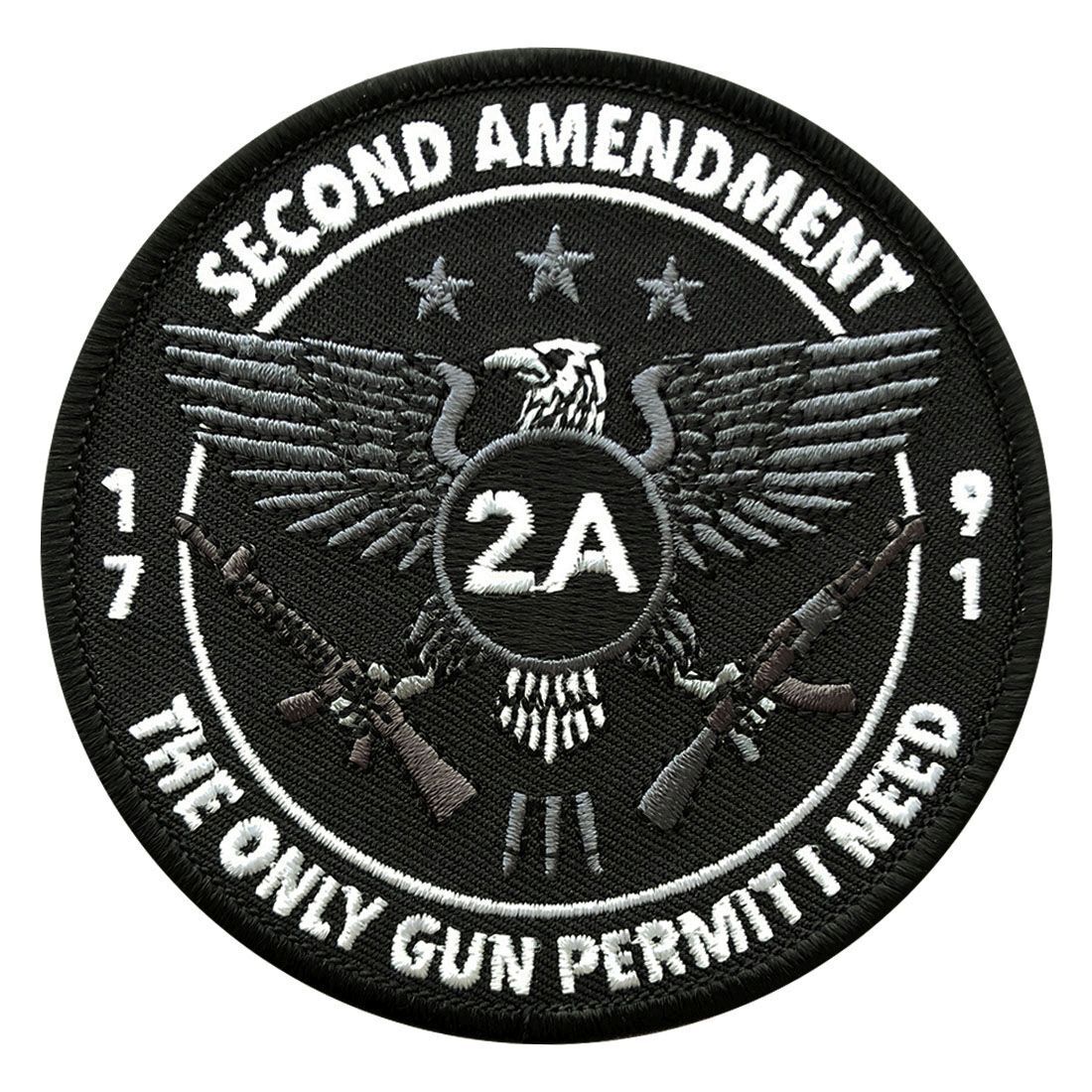 2nd Amendment 1791 USA Gun Permit Patch [Hook Fastener-3.5 inch-MG5]