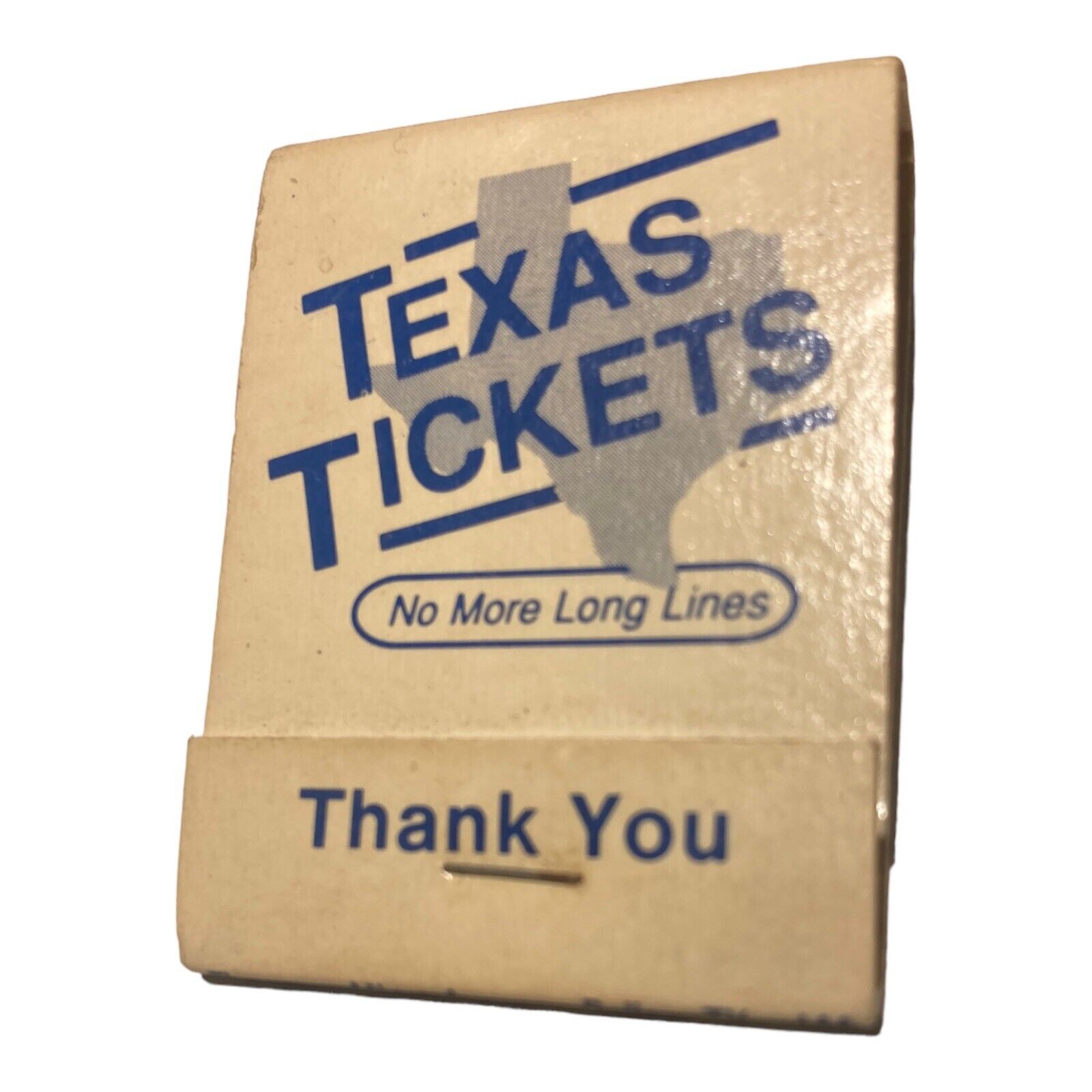 Vintage Texas Tickets Matchbook Full “No More Long Lines” Dallas Texas RARE
