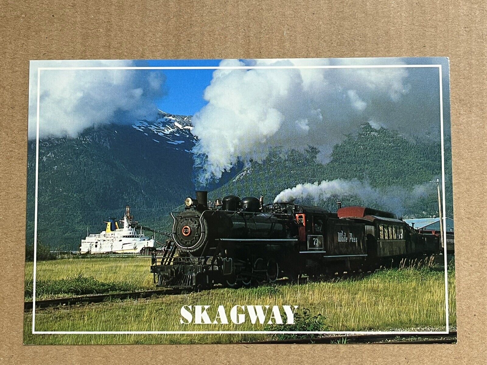 Postcard Skagway Alaska White Pass Yukon Route Railroad Steam Locomotive Train