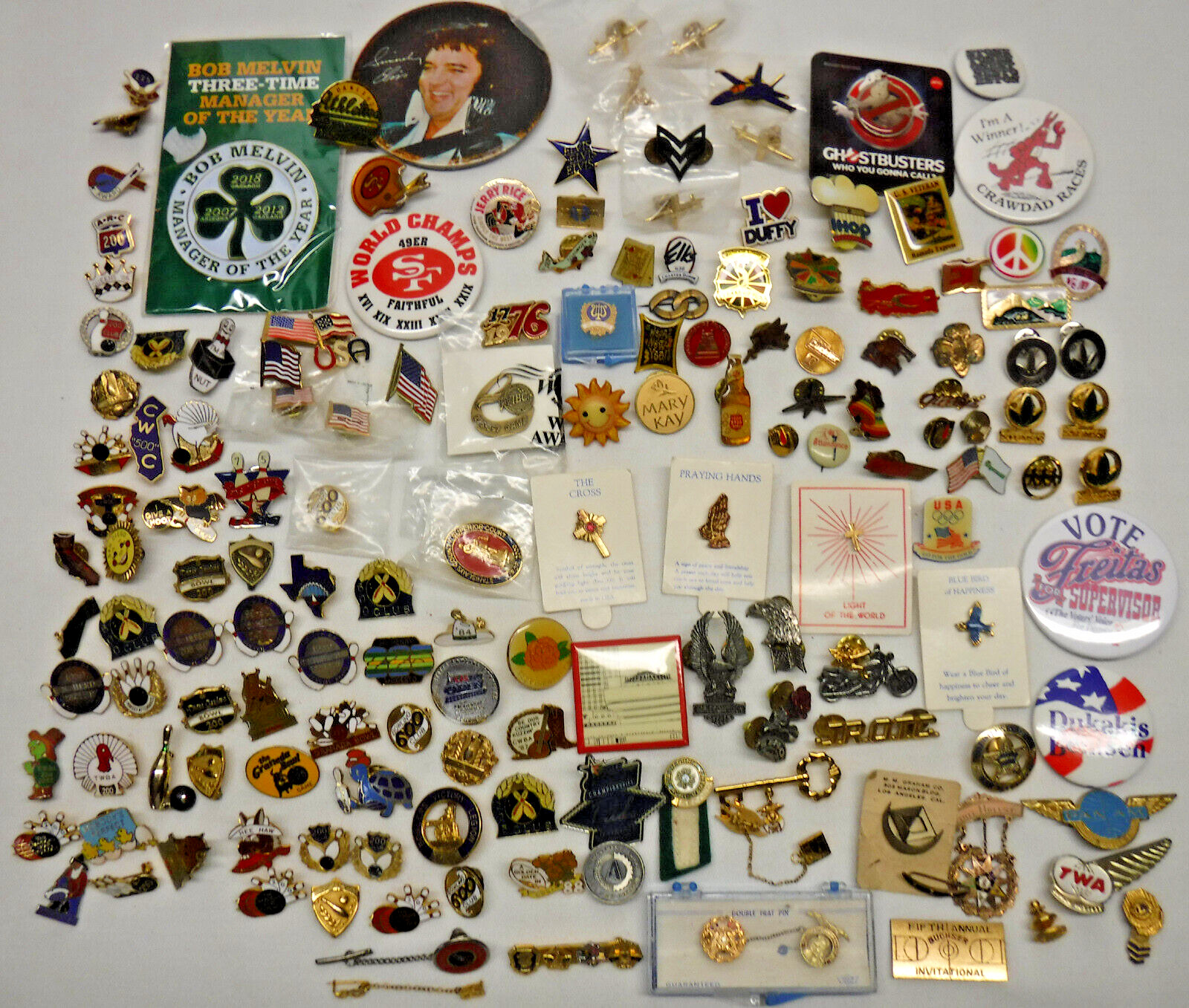 157 pc vintage LAPEL HAT PIN PINBACK BADGE lot Sports Military Advertising Clubs