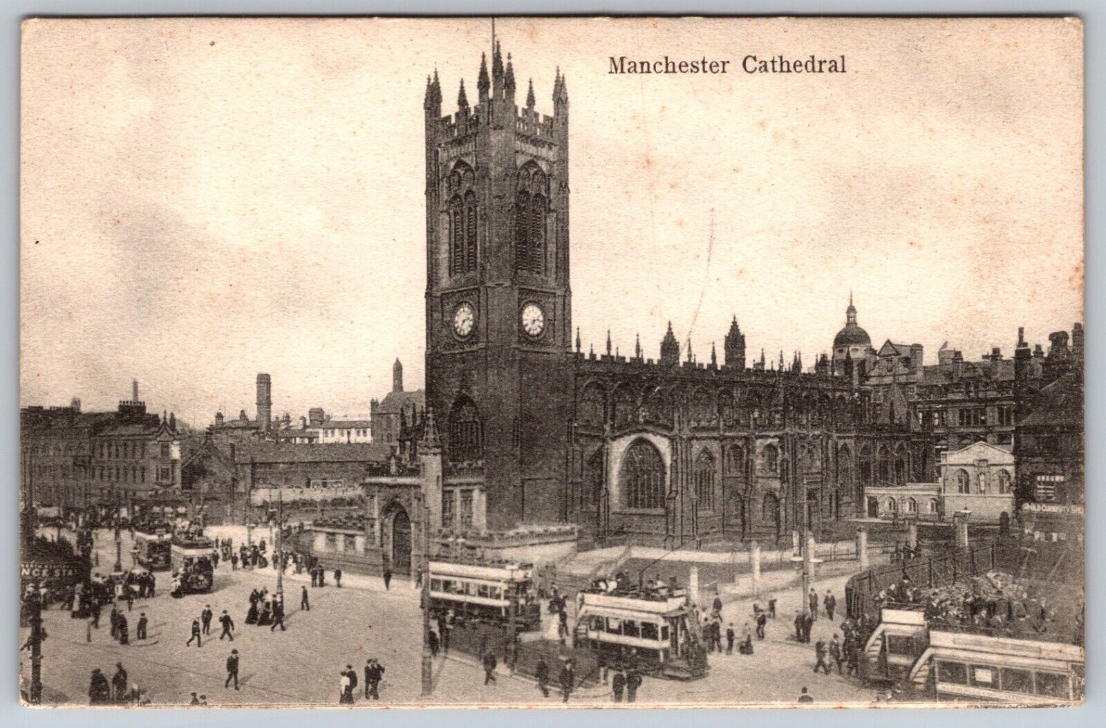 MANCHESTER CATHEDRAL 1915 PELHAM SERIES REAL PHOTO UK VINTAGE POSTCARD