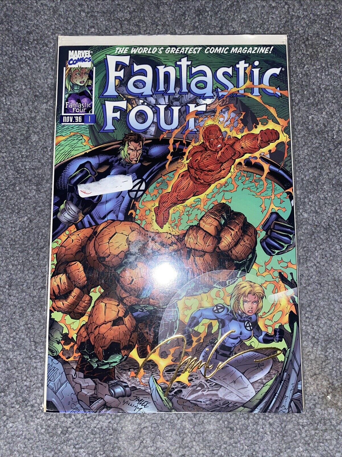 Fantastic Four #1 1996 Gold signed by Jim Lee, sealed. #1668 MARVEL RARE