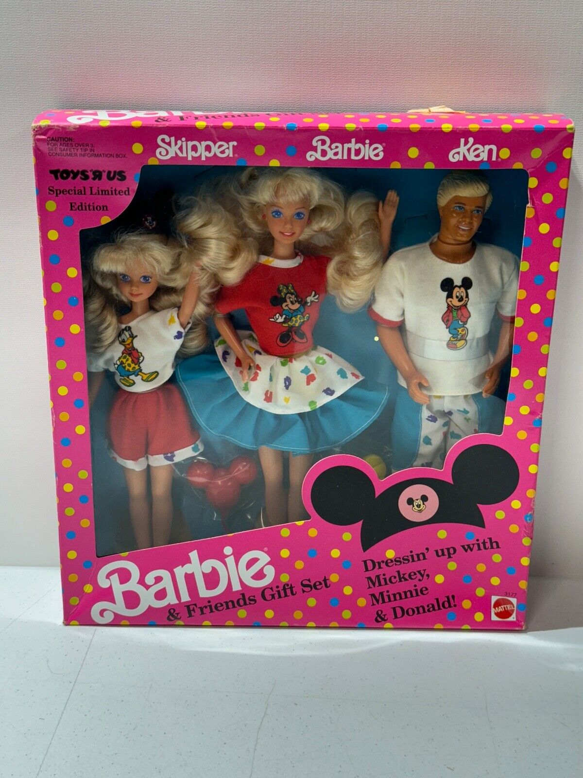 1991 Barbie & Friends Gift Set Disney Mickey Ken Skipper Dolls Toys R Us New