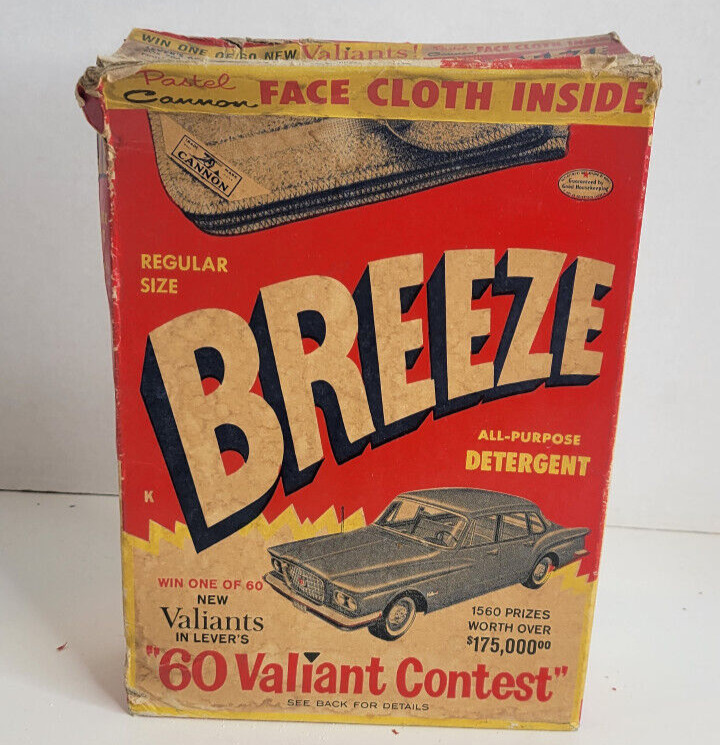 Vintage 1959-60 Breeze  Detergent Soap Empty Box Chrysler Valiant Contest