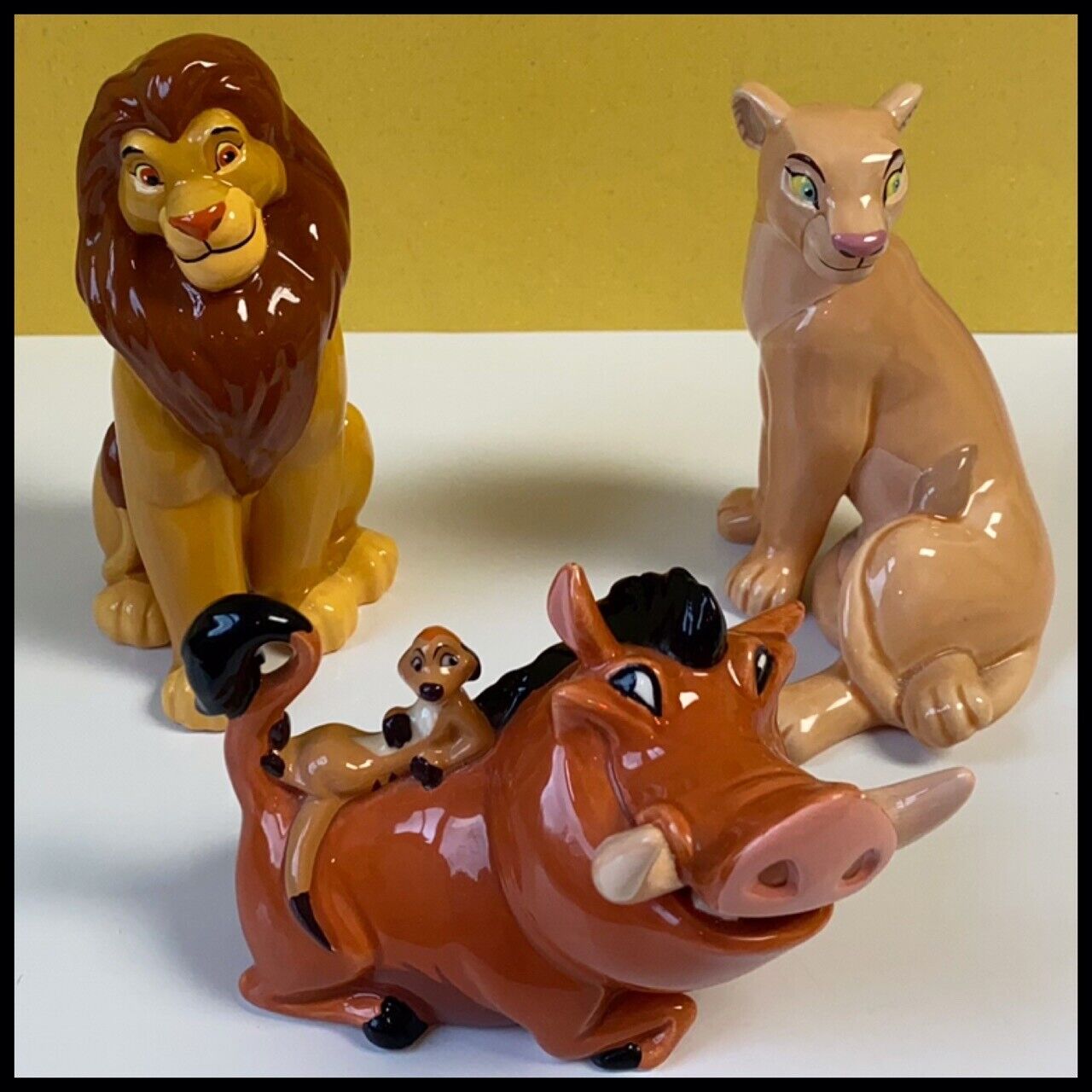 Vintage DISNEY Lion King SET OF 3 Ceramic Figurines SIMBA Nala PUMBA with TIMON