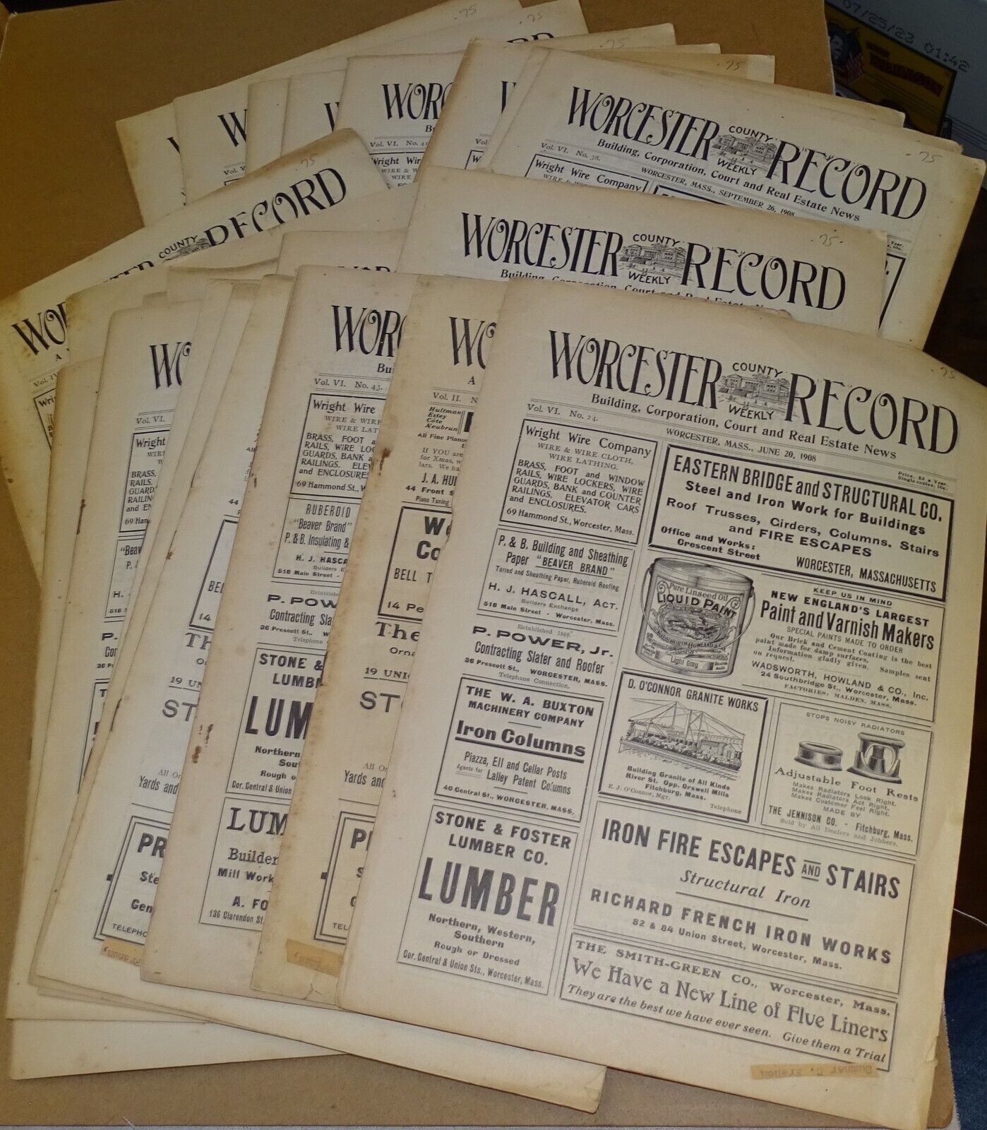 (25) 1904-1909 Worcester Mass. Newspapers WORCESTER COUNTRY RECORD