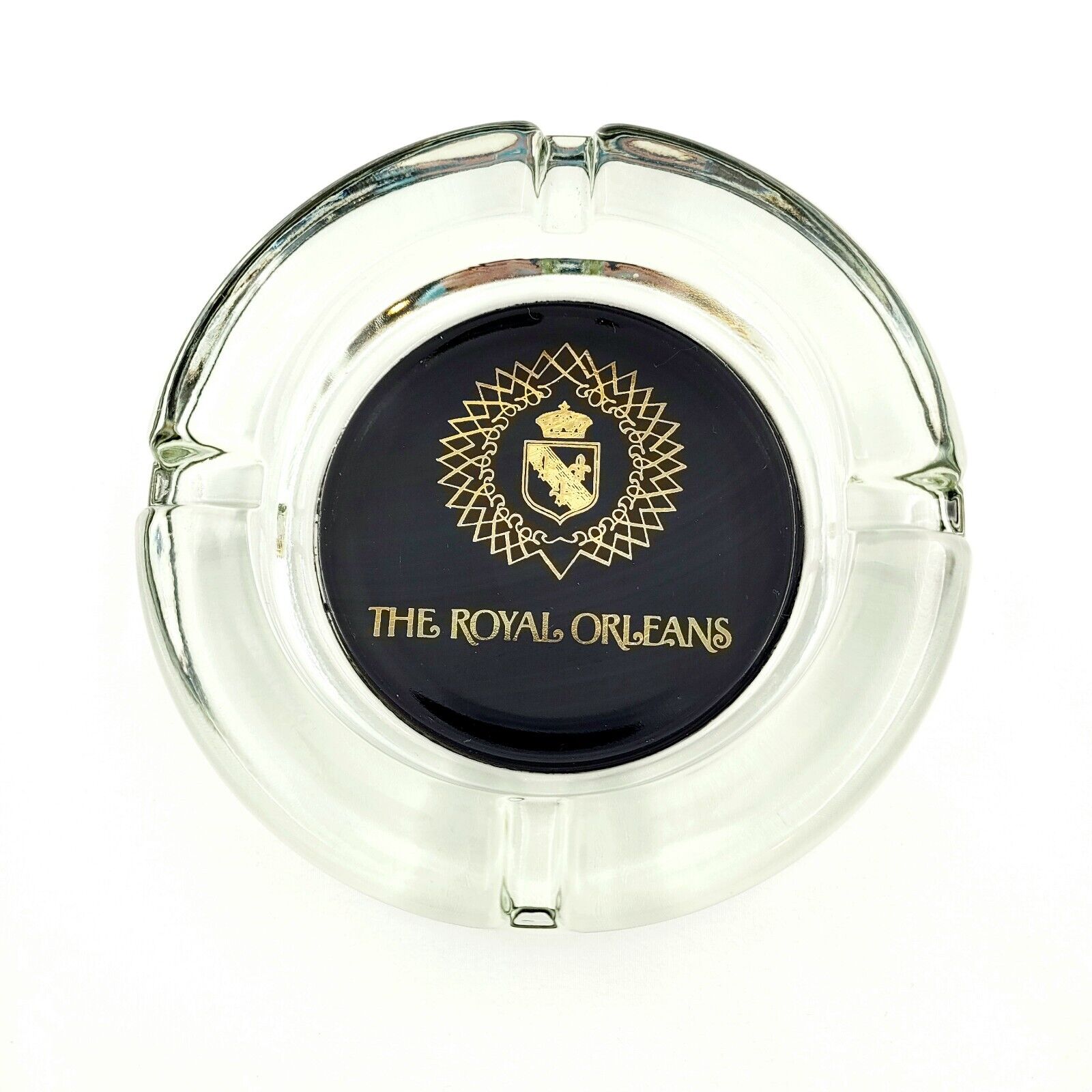 Vintage The Royal Orleans Clear Round Glass Ashtray